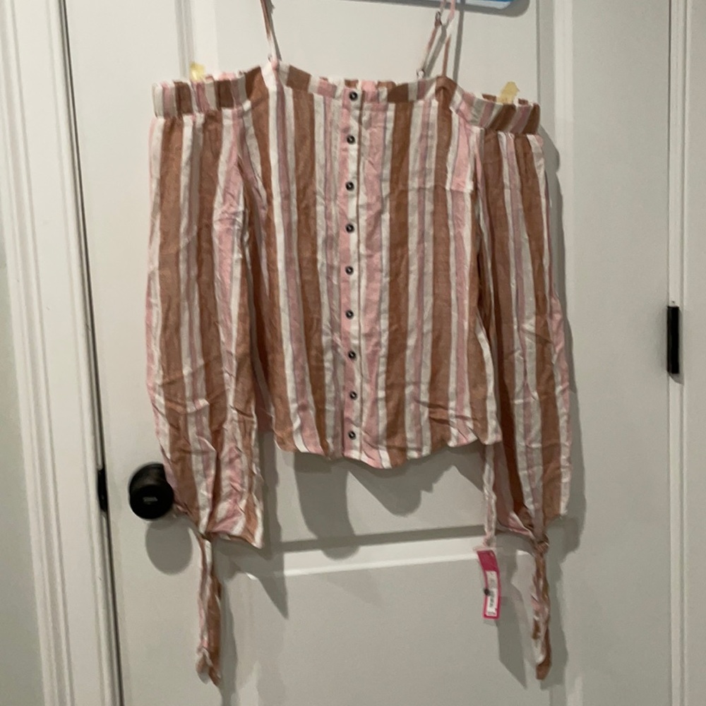 Strapless Rose White and Pink Colored Shirt